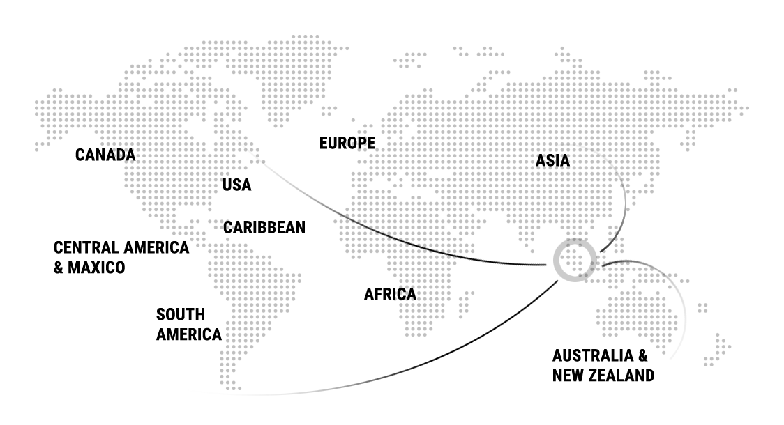 All around the world (USA, Japan, China, New Zealand, Australia, Canada, France, Switzerland and other European countries)
